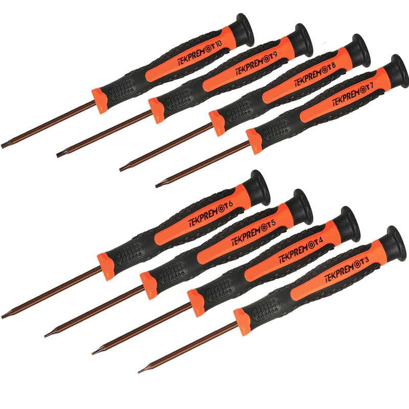 TEKPREM 8 in 1 Small Torx Screwdriver Set with T3 T4 T5 T6 T7 T8 T9 T10 Torx Security Bits,Complete Star Repair Kit for Apple,Macbook,Mac mini,Xbox one, Xbox360,PS3,PS4,PS5,Computer and Pocket Knives S2