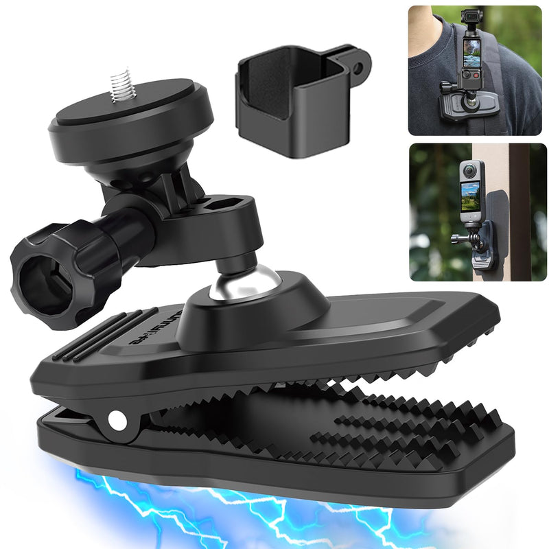 OSMO Pocket 3 Magnetic Backpack Clip Mount 360° Rotation Shoulder Strap Holder Compatible for DJI OSMO Pocket 3 Accessories/GoPro Hero 13/12/11/10/9/8/7/6/5/Insta 360 X4 X3 X2 X ONE RS R GO3