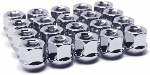 Set of 24 7/16" x20 Lug Nuts, Hunting Horse 0.83" Long 3/4" Hex, 60 Degree Conical Seat Open End Acorn Bulge Wheel Lug Nuts, Chrome 7/16-20