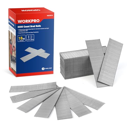 WORKPRO 18 Gauge Brad Nails, 1-1/4 Inch, 6000 Count Brad Nailer Nails