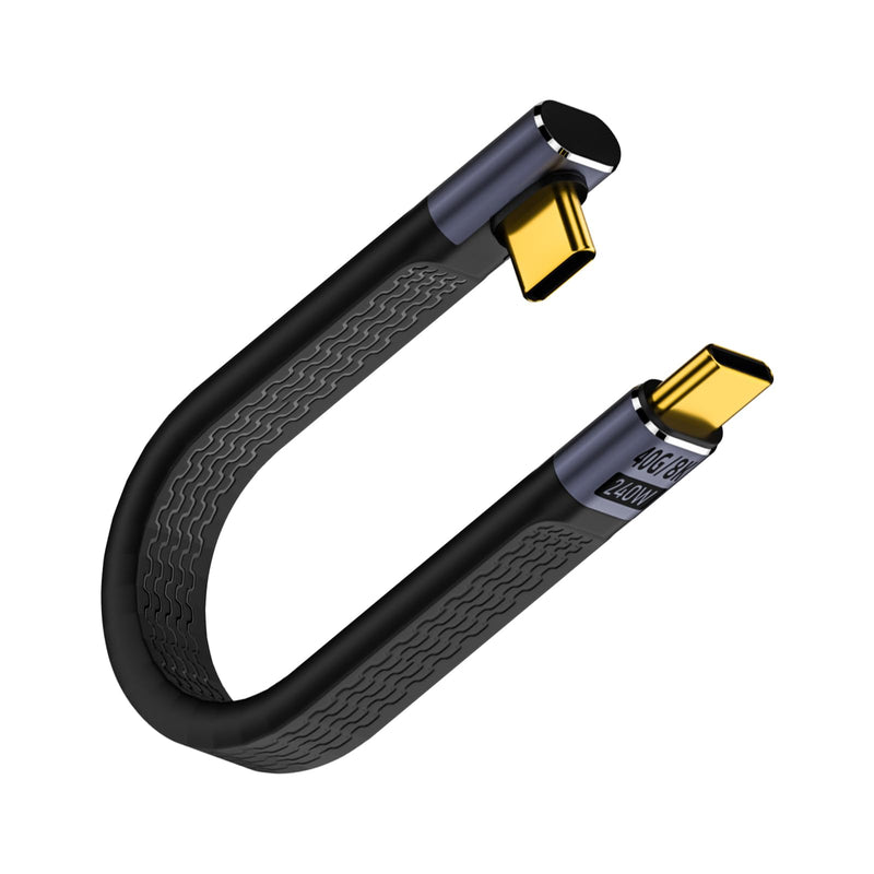 Poyiccot Short USB C to USB C Cable 5inch, 90 Degree Right Angle Type C Cable 240W, Thunderbolt 4 USB 4.0 PD 3.1 Type C Cable for iPhone 15/14, MacBook, Galaxy S23, External SSD, Docking Station Middle Angle