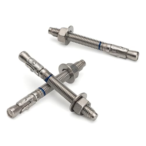 3/8" x 3-3/4" Concrete Anchors (25 Pack) 3/8 inch Wedge Anchors Bolts Stainless Steel 3/8"x3-3/4"