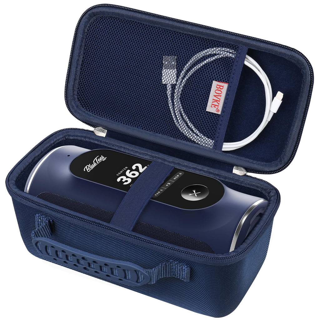 BOVKE Carrying Case Compatible with Blue Tees Golf Player+ GPS Speaker with Touch Screen Display, Portable Golf GPS Speaker Holder with Extra Space for Charging Cables, Navy