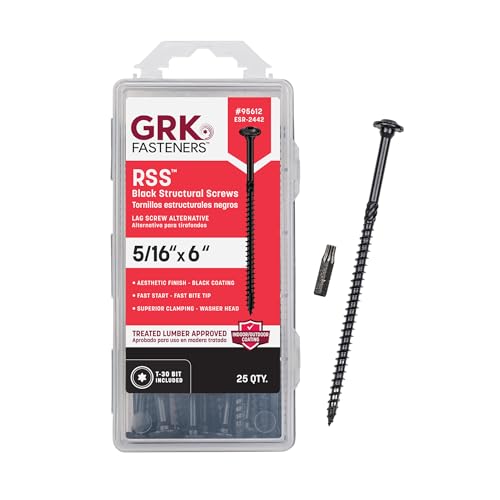 GRK Fasteners RSS™ 5/16 x 6 Rugged Structural Screws, Black, 25 PCS 5/16" x 6"