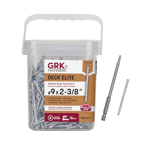 GRK Fasteners Deck Elite #9 x 2-3/8" Outdoor Decking Screws, Tan, 350 PCS #9x2-3/8 Screws Galvanized
