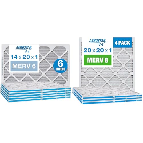 Aerostar Air Filter Bundle - 6 Pack 13 3/4"x19 3/4"x3/4" MERV 6 & 4 Pack 19 3/4"x19 3/4"x3/4" MERV 8 Pleated Furnace AC Filters