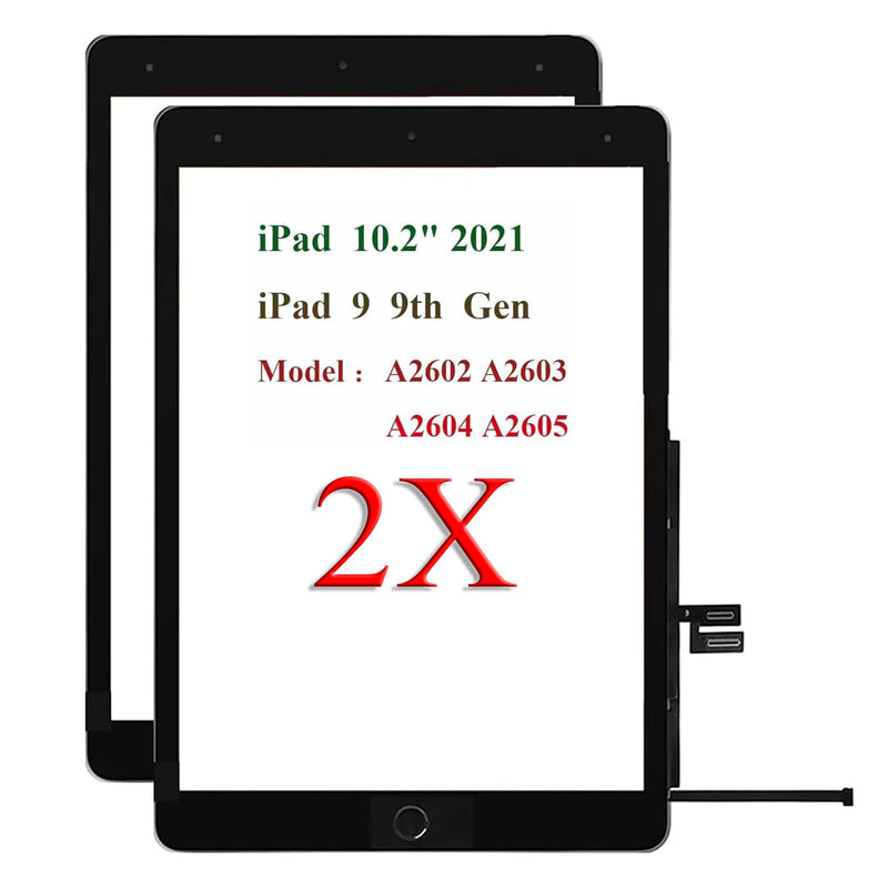 for iPad 9 (9th Generation) A2602 A2603 A2604 A2605 Screen Replacement 2 Pack 10.2 Inch Digitizer, for iPad 9th Gen Touch Screen Digitizer Replacement (2021 Released) with Home Button(Black) Black