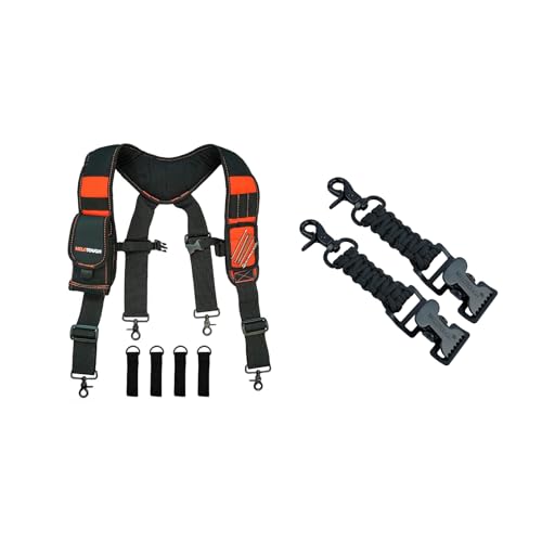 MELOTOUGH Magnetic Suspenders Tool Belt Suspenders with Large Moveable Phone Holder,Tactical Glove Clip Work Glove Holder Clip for Tool Belt,Tactical Backpack,Outdoor Accessory