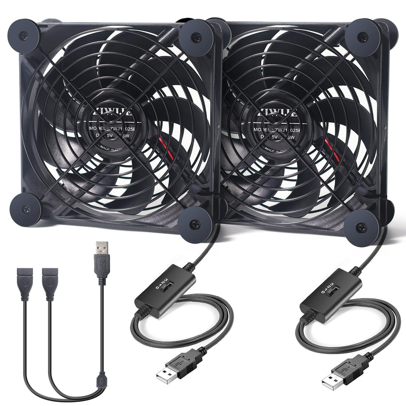 Quiet Dual 120mm USB Fan 5V with USB Extension Cable Dual Ball Bearings Cooling Fan for Router TV Box Micro Computer Cabinet Cooling