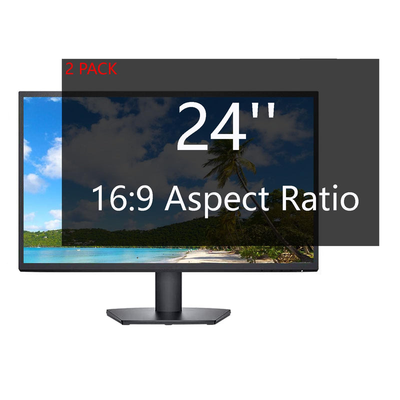 24 Inch Computer Privacy Screen Filter for Desktop Widescreen Monitor 16:9 Aspect Ratio - Anti-Glare - Blocks 96% UV - Anti-Scratch (2 Pack) 24.0 Widescreen (16:9) Black
