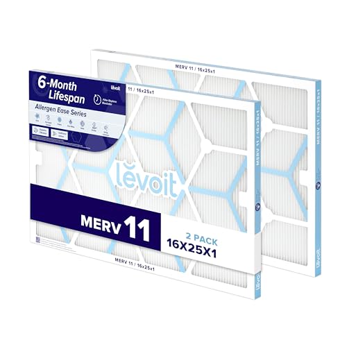 Levoit 16x25x1 Air Filter MERV 11, 2 Pack 16×25×1