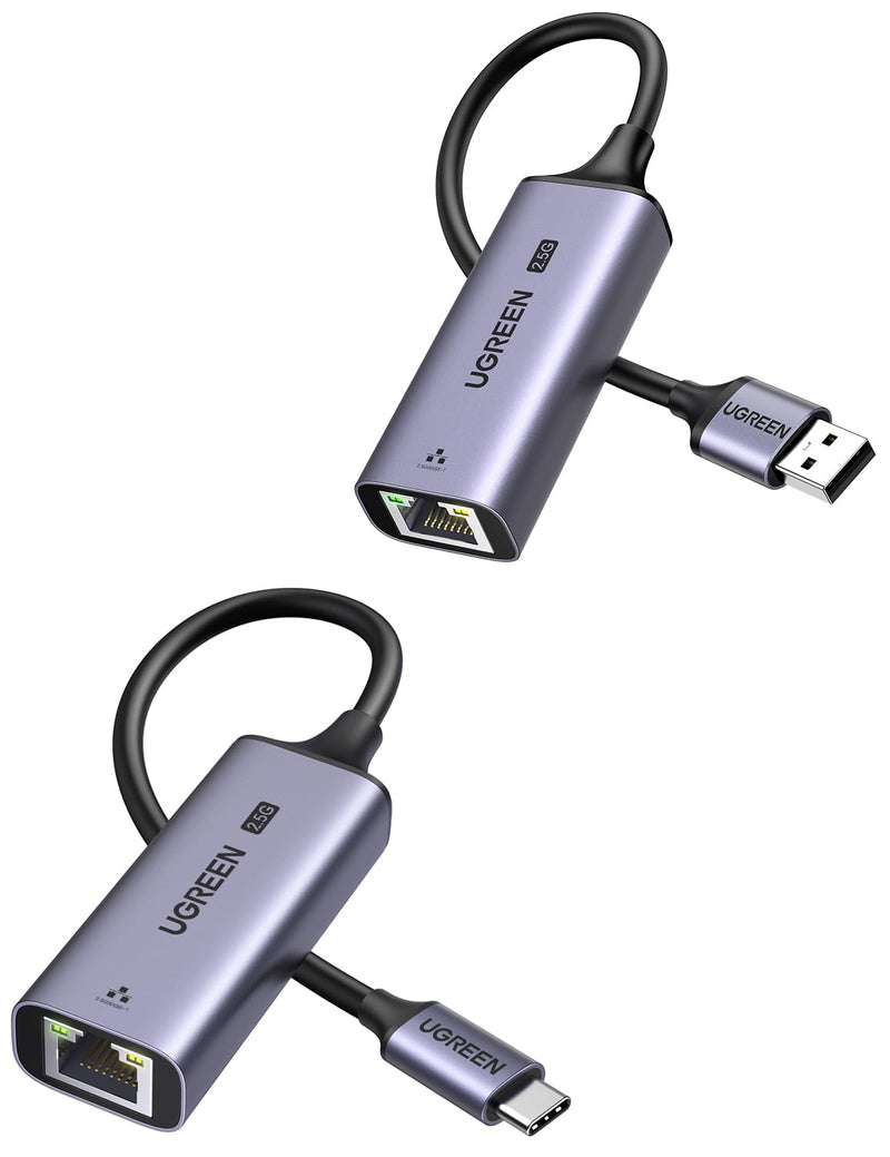 UGREEN USB C to Ethernet Adapter 2.5G for Laptop Aluminum Bundle With USB to Ethernet