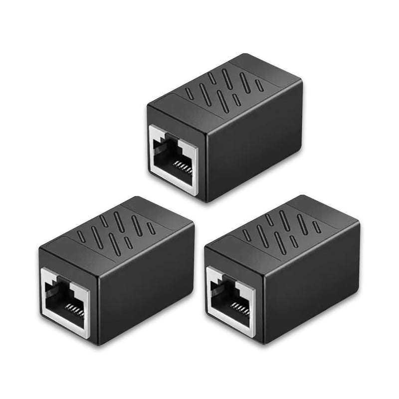 3 Pack Ethernet Coupler, Premium Gold Plated Ethernet Extender, RJ45 Coupler Female to Female for Cat7/ Cat6/ Cat5/ Cat5e Ethernet Cable