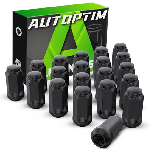AUTOPTIM 1/2-20 Lug Nuts - 20 Pcs Black, 1.8"(45mm) Height, 3/4"(19mm) Hex 1/2"-20(Long)