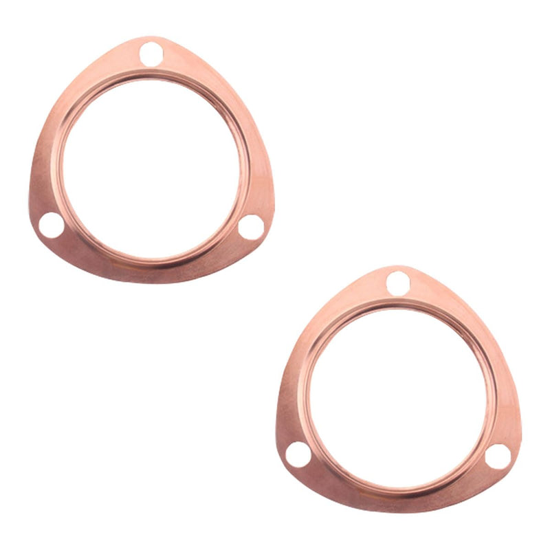 2PCS 2.5 Inch Copper Header Exhaust Gaskets, Golden Car Exhaust Pipe Collector Gaskets, Sturdy Reusable Parts, Automotive Exhaust Accessories for SBC BBC 302 350 454