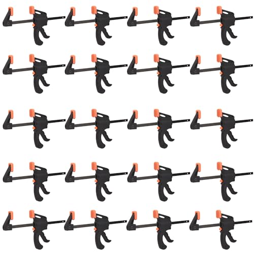 20 Pack 4 Inch F Bar Clamp, Medium Duty 70lbs One Handed Clamps/Spreader, Bar Clamps for Woodworking, Crafting, by GENHAKON 20 Pack 4 Inch
