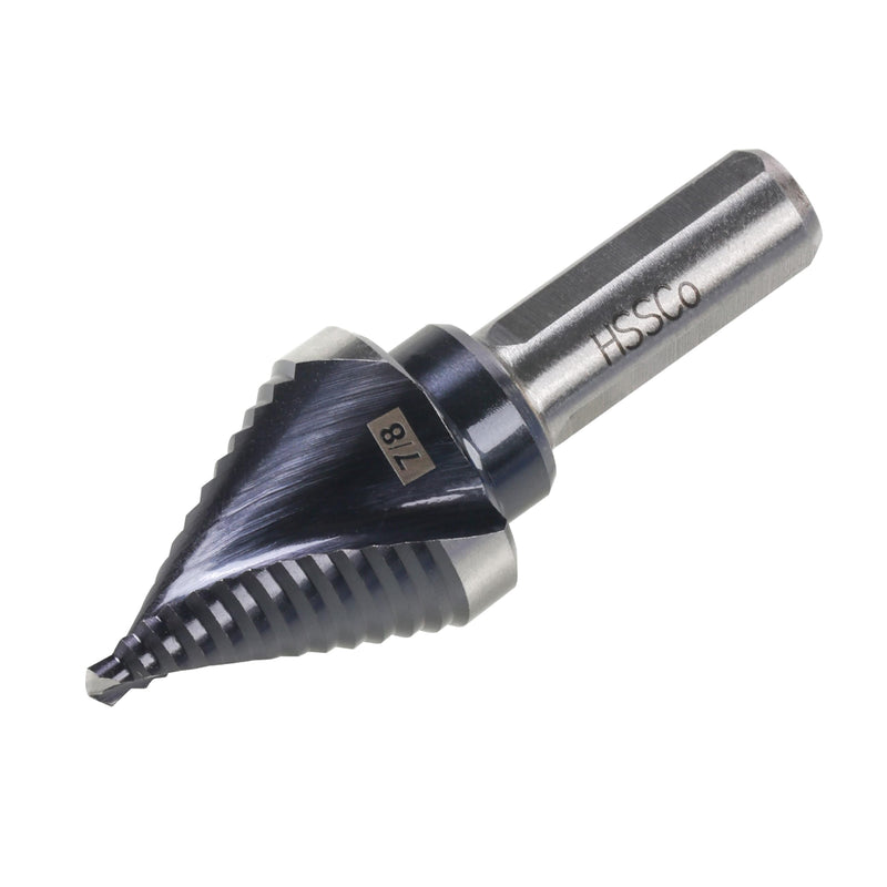 M35 HSS 7/8 Inch Step Drill Bit, Single Size Unibit with Double Spiral Flutes for Drilling Small Holes on Stainless Steel, Metal, Wood, Plastic 1 Single Size 7/8" (2 Flutes)