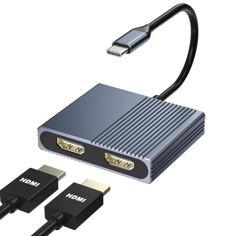 Docking Station Dual Monitor, USB C Docking Station, HDMI Splitter Extended Display, 4K Dual HDMI Adapter for 2 Monitors, HDMI Splitter for Dual Monitors Extended Display, Dual Monitor Adapter