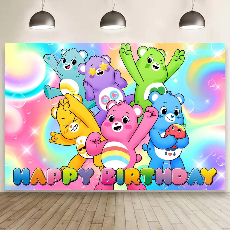 Cute Bears Backdrop Happy Birthday Banner for Cute Bears Party Decorations Supplies (5x3ft)