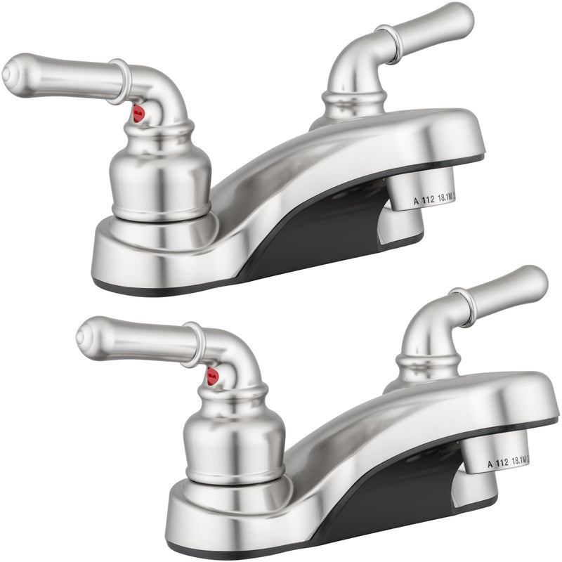 Pacific Bay Lynden Bathroom Sink Faucet - Metallic Plating Over Lightweight ABS Plastic (Brushed Satin Nickel) - 2 Pack Brushed Satin Nickel