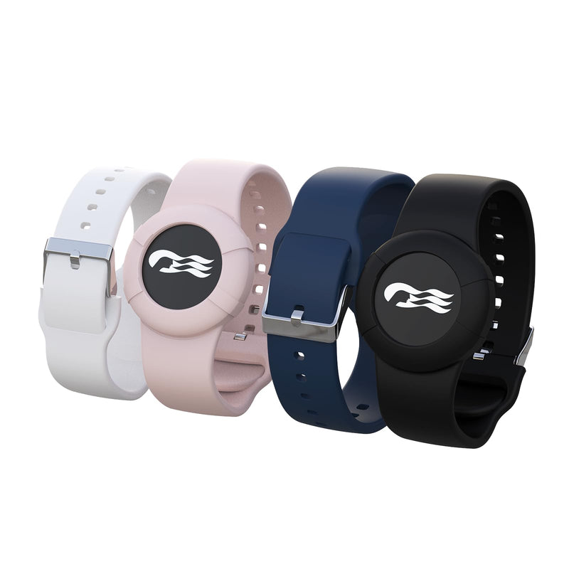 4 Pack Princess Cruise Medallion Holders for Kids and Adults, Silicone Wristbands for Carnival Ocean Medallion - 2 Sizes (S/M and M/L) in One Pack, Black and Dark Blue (M/L), Pink and White (S/M)