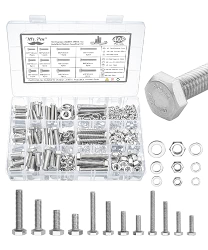 Mr. Pen- Stainless Steel Nuts and Bolts Assortment Kit, 408 pcs