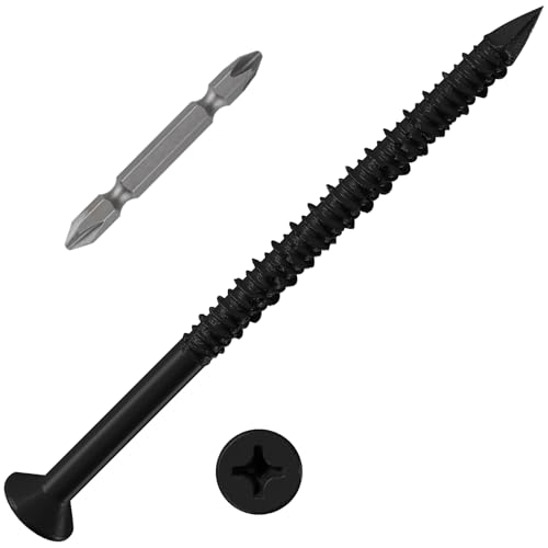 WenSilon(100 PCS) 1/4" x4 Black Concrete Screw Anchor Black Flat Head for Anchoring to Masonry, Block or Brick Stucco 1/4"x4" 100