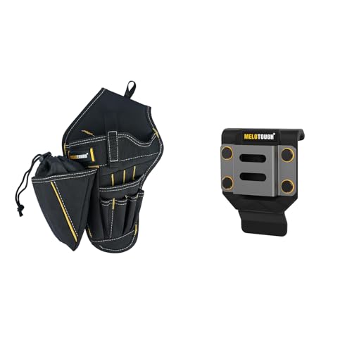 MELOTOUGH Left Handed Drill Holster Impact Driver Holster with Bit Pouch Heavy Duty Impact Holster,Black Drill Holder for Tool Belt
