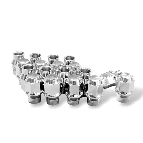 24 Pcs 1/2"-20 Extended Thread Lug Nuts, 1.44" Tall 3/4" Hex Conical Seat Lug Nuts, Chrome 1/2-20 Silver 24