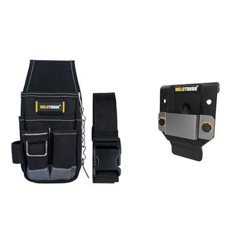 MELOTOUGH Pocket Tool Pouch Tool Belt Pouches with Belt Clip Utility Mini Tool Organizer Pouch,Black Tape Measure Holder