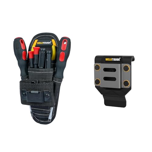 MELOTOUGH Small Tool Pouch with Belt Clip,Small Tool Holder Pouch, Min Work Organizer Tool Holster and Knife Holder,Black Drill Holder for Tool Belt