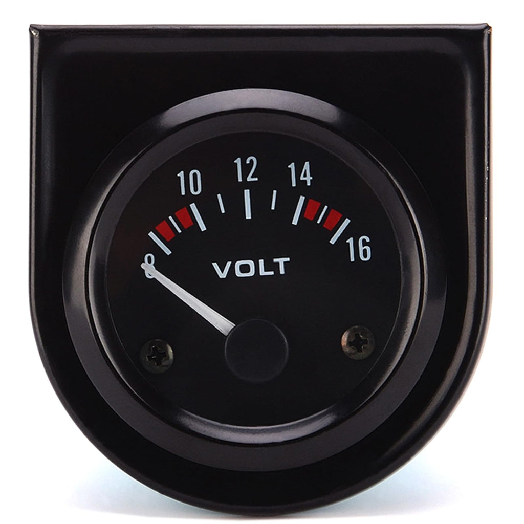 12V Voltmeter Gauge 2" 52mm Volt Voltage Meter Gauge Universal Pointer Voltmeter Car Auto Measure Range 8-16V LED Light Dial Black