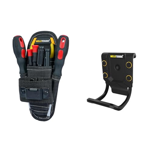 MELOTOUGH Small Tool Pouch with Belt Clip,Small Tool Holder Pouch, Min Work Organizer Tool Holster and Knife Holder,Black Hammer Holder for Belt