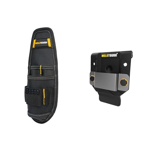 MELOTOUGH Small Tool Holder, Min Work Organizer Tool Pouch and Knife Holder with Snap Clip,Black Tape Measure Holder for Belt