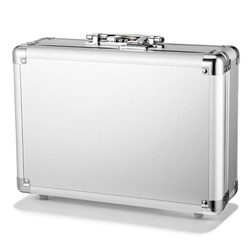 Healeved Aluminum Briefcase 11.41 X 8.07 X 3.93 in Metal Case with Handle and Password Lock Hard Storage Case for Tool Storage Instruments and Outdoor Travel