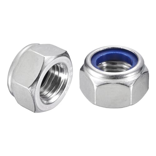 uxcell 25Pcs M20 x 2.5 Nylon Insert Hex Lock Nuts, 316 Stainless Steel Self-Locking Nylon Insert Stop Nut for Industrial Construction Fasteners, Silver&Blue M20x2.5 25