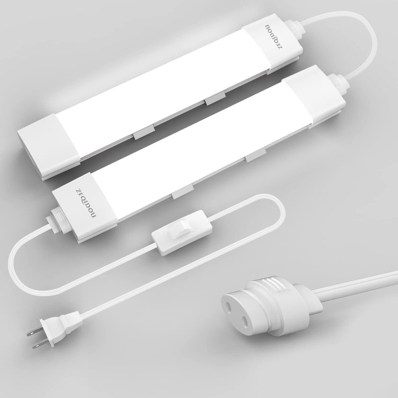 Plug-in Closet Light 17 Inch, 16W 1900LM 5000K Bright Under Cabinet Lights, Waterproof Linkable Utility LED Tube Lights for Ceiling, Mirror, Workbench, Kitchen (1.4 Foot-2Pcs) 1.4 Foot-2Pcs