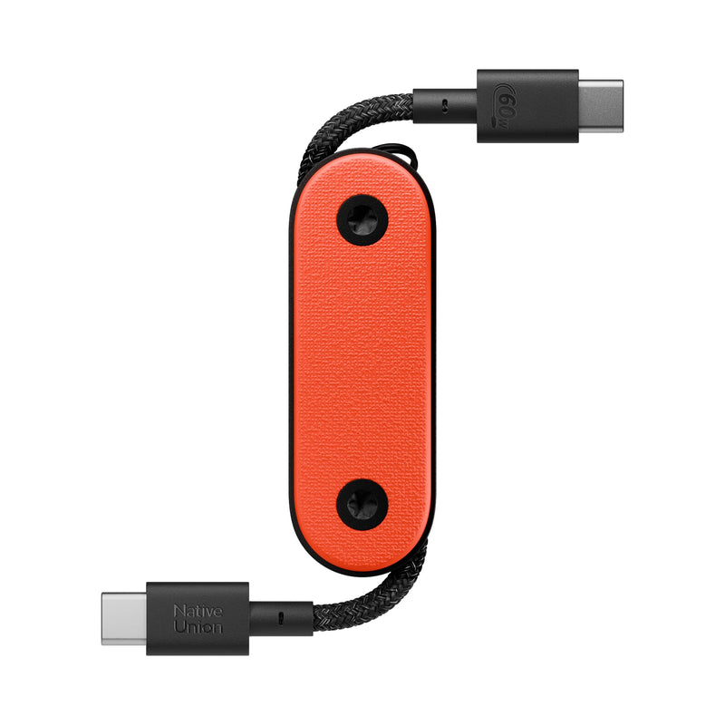 Native Union Pocket Cable 60W – Reinforced Braided USB-C to USB-C Portable Charging Cable – Compatible with iPhone Air, 17e, 17 Pro Max, iPad Pro M5, iPad Air M4, Galaxy S26, Flip/Fold 7 (Oxyfire) Oxyfire