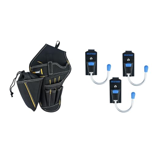 MELOTOUGH Left Handed Drill Holster Impact Driver Holster with Bit Pouch Heavy Duty Impact Holster Tool Holster Cordless Drill Holster Tool Belt Hook with Metal Clip for Work Belt