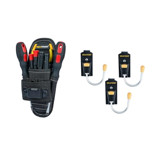 MELOTOUGH Small Tool Pouch with Belt Clip,Small Tool Holder Pouch, Min Work Organizer Tool Holster and Knife Holder with Hammer Holder,Tool Belt Hook Tool Holster Cordless Drill Holster