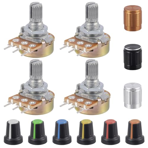 Pack of 20 1K Ohm B1K Potentiometer WH148 Mono Linear Rotary Potentiometers 3 Clamps Single Potentiometer with Nuts and Washer and Knob