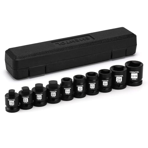 EMENTOL 10PCS 1/2" Dr. Pipe Plug Socket Set, SAE, CR-MO, Tapered Male Square Drive - 7/16 Inch to 9/16 Inch, Chamfered Female Square Drive - 7/16 Inch to 13/16 Inch 10PCS 1/2"Dr.