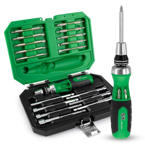 SK 22-in-1 Ratcheting Screwdriver with Nut Drivers, Multi Bit Screwdriver