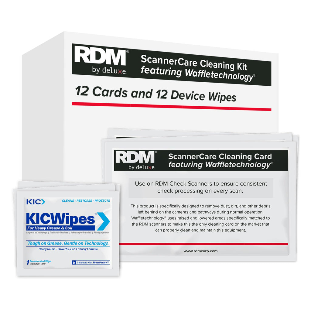 KICTeam - ScannerCare Cleaning Kit for RDM Check Scanner Machines (12 Cards & 12 Wipes) - RDM Tested & Approved 12/12-KIC