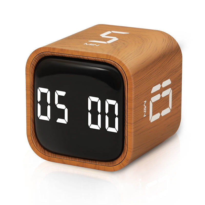 VEWINGL Cube Productivity Timer, 5/10/30/60 Min Presets + Custom Countdown, Silent/Vibrate/Sound Alarm, Pause & Resume, Desk Timer for Work, Study, Tasks, Kitchen Ripple