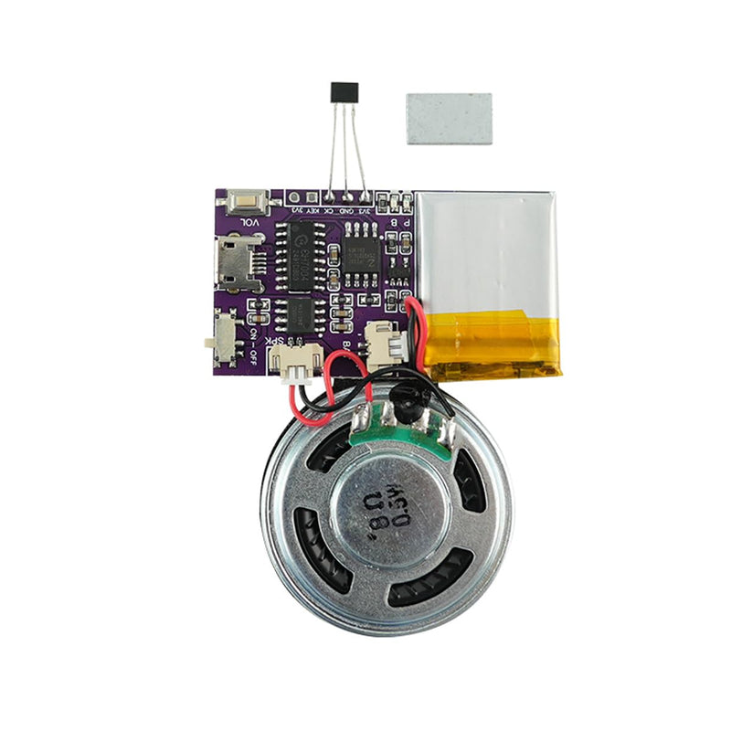 Voice Module, Magnet Sensor Control Activated MP3 Music Sound Chips, 16MB Sound Module for Crafts, Christmas, New Year Greeting Cards, Box with Speaker Lithium Battery Powered and USB Cable. JR-JX7004-Magnet Sound Module