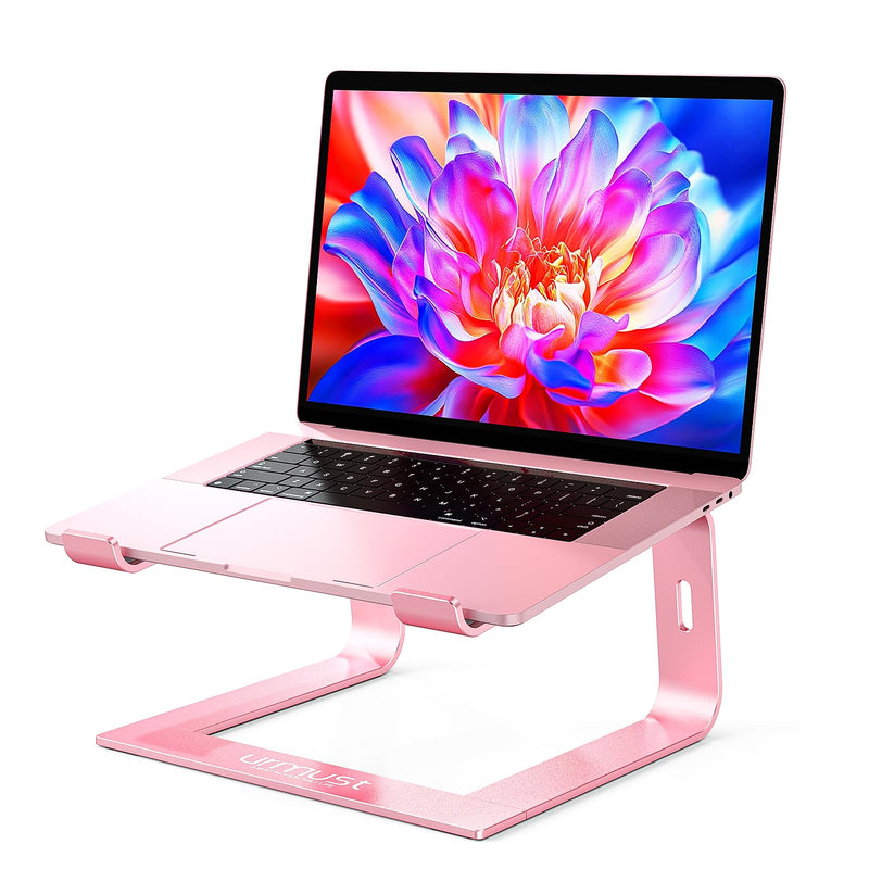 Urmust Laptop Stand for Desk Aluminum Computer Stand Riser Holder for Laptop Compatible with MacBook Air Pro, Dell, HP, Lenovo Samsung, Alienware All Laptops 11-15.6"(Rose Gold) Rose Gold