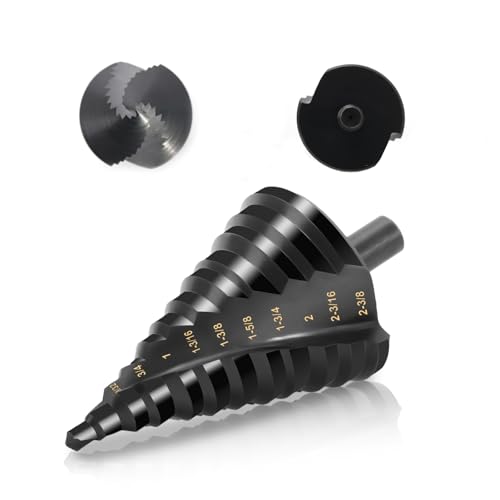 HSS Step Drill Bit for Metal, 12 Steps from 1/4" to 2-3/8", Spiral Flutes M2 1/4"- 2-3/8"