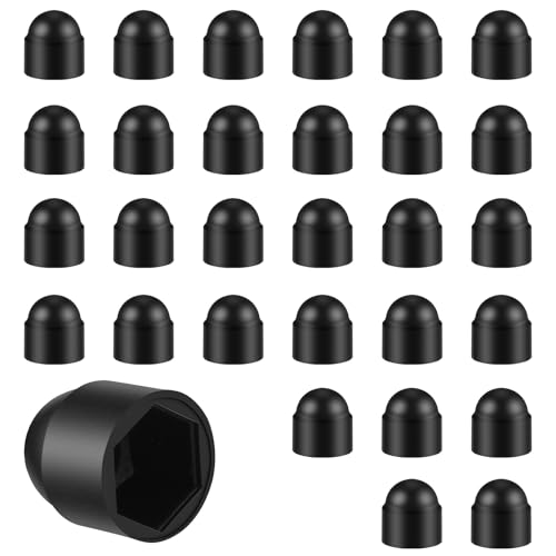 30 PCS M6×10mm Bolt Cover Caps, Black Plastic Hex Head Nut Covers