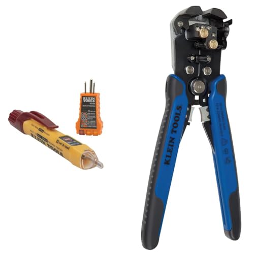 Klein Tools Non-Contact Voltage Tester with Outlet Tester and Self-Adjusting 10-20AWG Wire Stripper/Cutter Voltage Tester + Wire Stripper